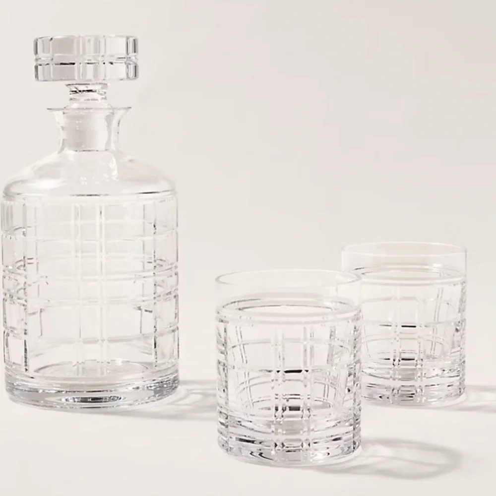 Ralph Lauren Hudson Crystal Decanter and Glass Set